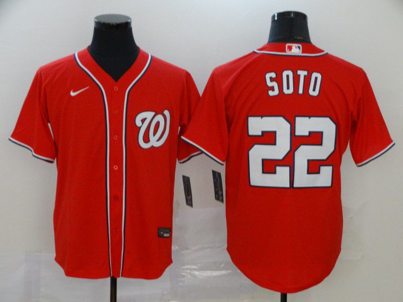 Men Washington Nationals 22 Soto Red Nike Game MLB Jerseys